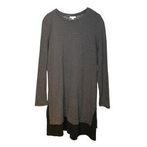 J Jill Gray & Black Striped Long Sleeve Dress - Size Medium